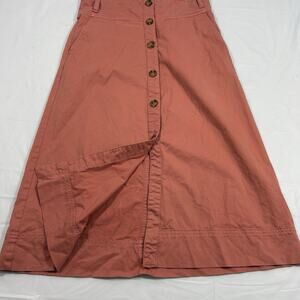 GAP Terracotta Button Up Midi Skirt High Rise Pocketed Straight Size 2 Utility